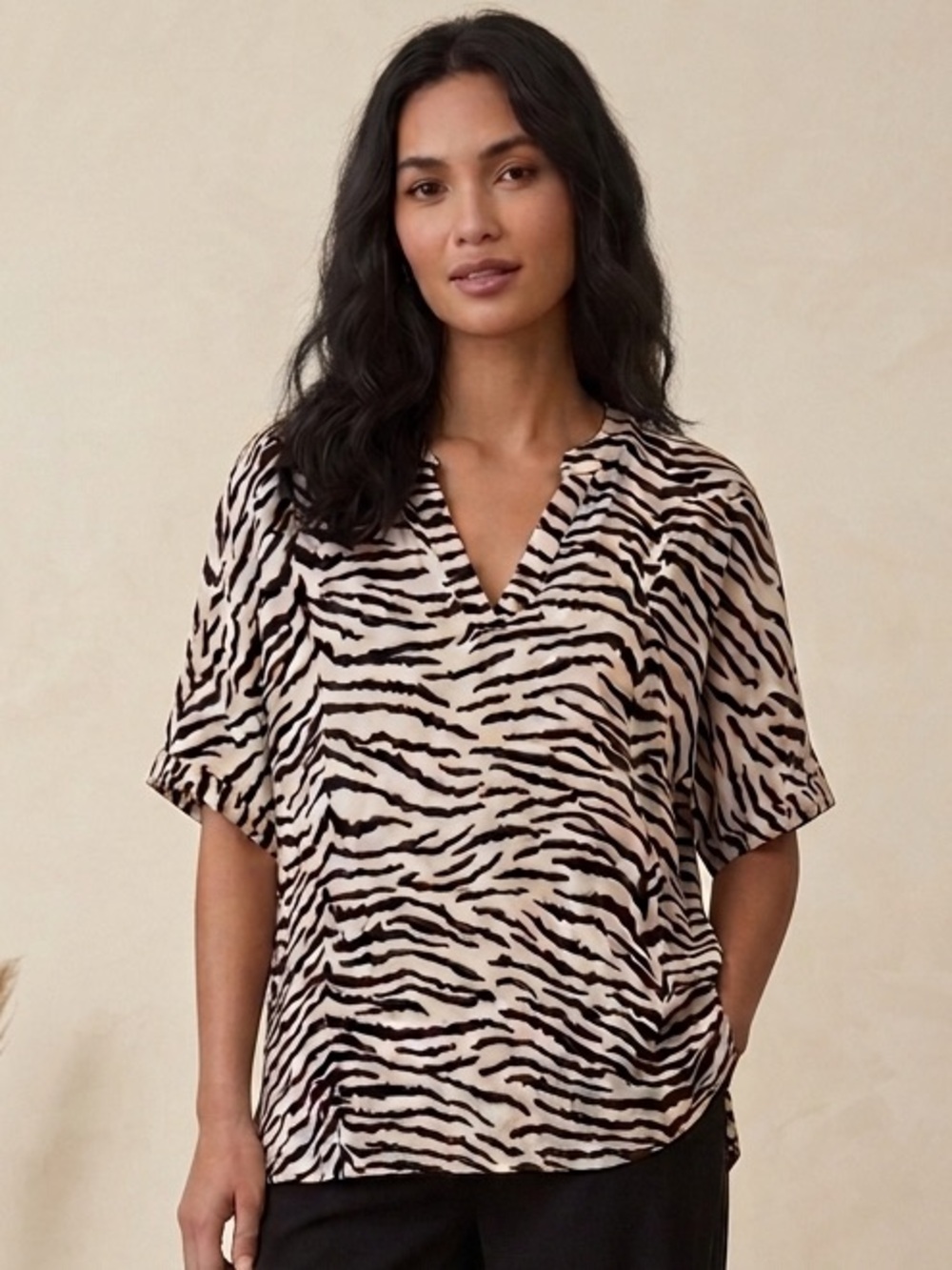 Neutral Zebra Print Top